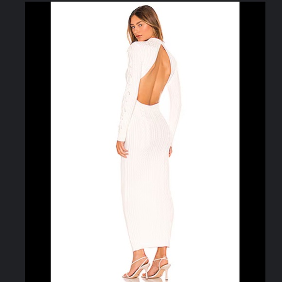 NWOT PLT White Embroidered Lace Long Sleeved Backless Bodycon Midi Dress - Picture 16 of 16